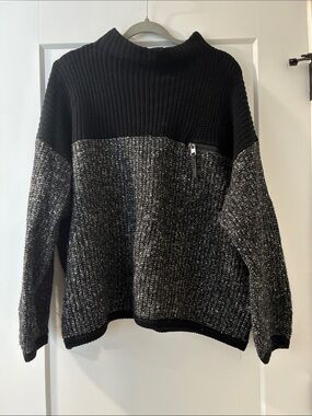 Women’s VARLEY Black & Charcoal Two-Tone Knit Sweater with Zip Detail